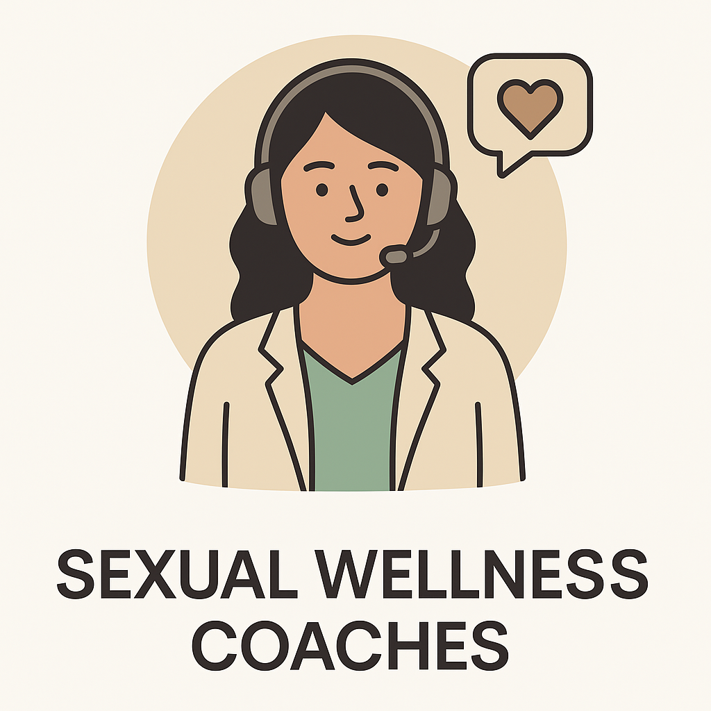 Cartoon illustration of sexual wellness coaches supporting clients – Orgasmic Wellness