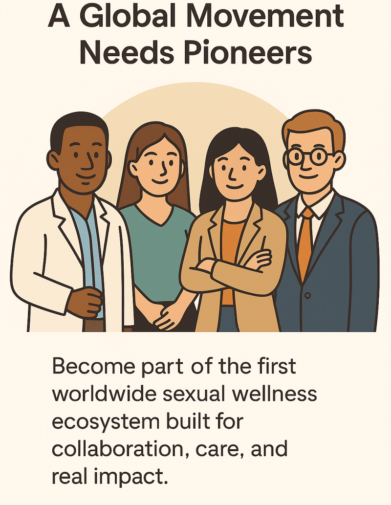 Illustration representing global collaboration and leadership in sexual wellness